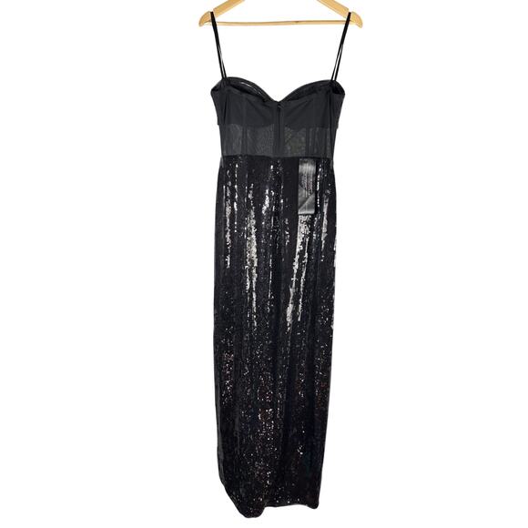 BCBGMAXAZRIA Strapless Sequined Formal Party Gown Size 12 Black - Picture 5 of 12